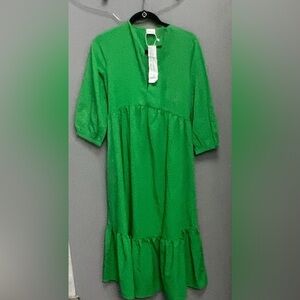 Green Ruffle-Hem Women's Dress